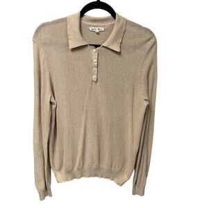 Alex Mill Pure Cotton Knit Polo Sweater Beige Womens Size Medium AS IS